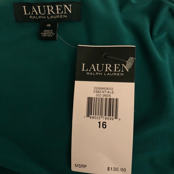 LAUREN RALPH LAUREN DRESS Faux Wrap Dress, Green - Picture 8 of 8